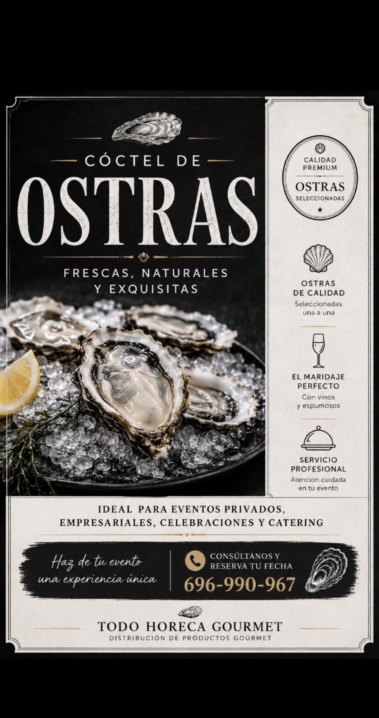 Cóctel de ostras Todo Horeca GourmeT — frescas, naturales y exquisitas